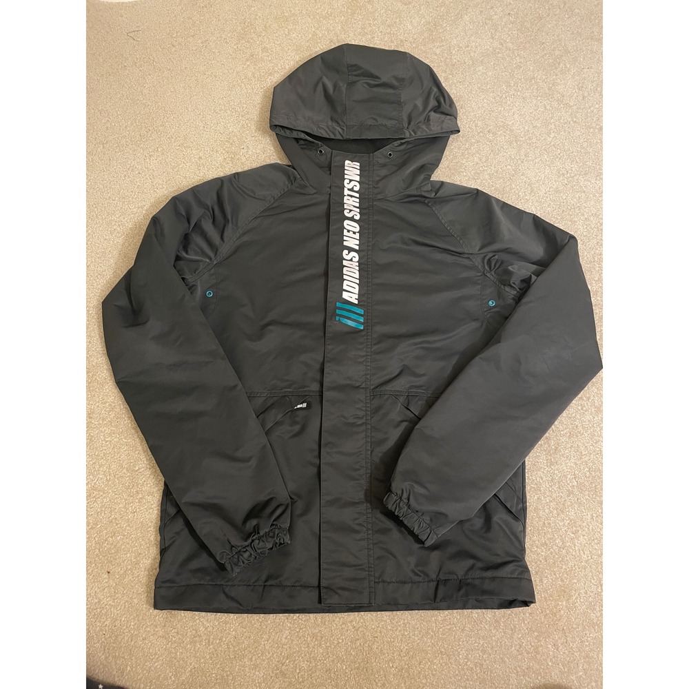 Adidas‎ Neo Sports Jacket Hooded Charcoal Grey Lightweight Size S